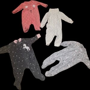 Charming Pink and Gray Kids Footies Set